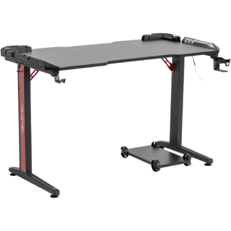 Игровой компьютерный стол T2-1200 с LED-подсветкой, держателем для наушников и подставкой под системный блок
