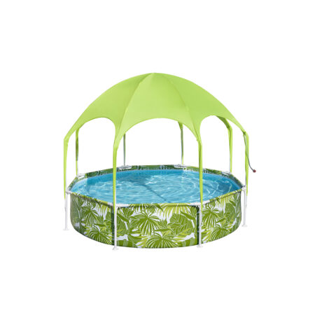 Каркасный бассейн Steel Pro Splash-in-Shade 244 х 51 см, BESTWAY, 56432, Винил, 1688 л., С навесом, Встроенный разбрызгиватель, Зелёный, Цветная коробка
