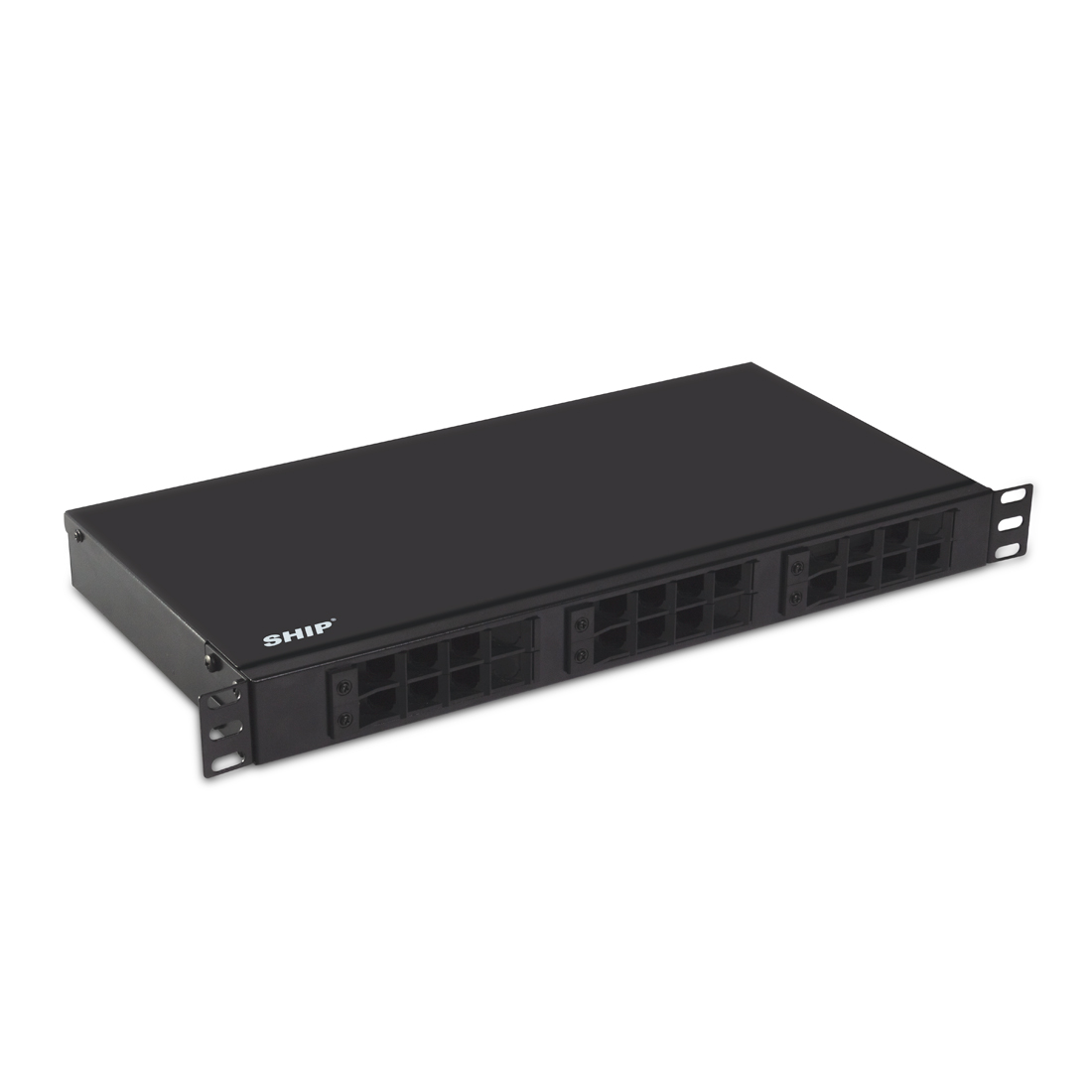 Оптический кросс, SHIP, F-N1, 19" (1U), 24 Порта, FC/SC/ST Simplex LC Duplex, Универсальный, Без адаптеров, Чёрный