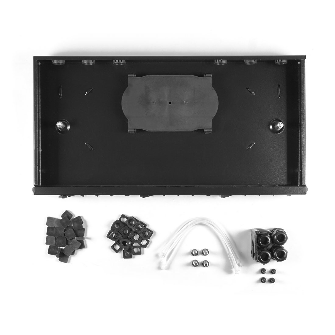 Оптический кросс, SHIP, F-N1, 19″ (1U), 24 Порта, FC/SC/ST Simplex LC Duplex, Универсальный, Без адаптеров, Чёрный