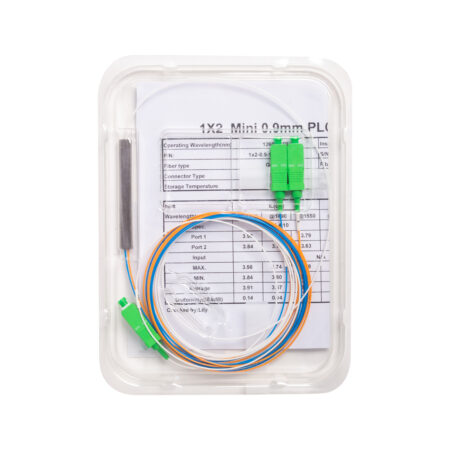 Сплиттер оптоволоконный, А-Оптик, PLC-1х2, SC/APC-SC/APC 1.5м, SM 1260-1650, 0.9мм