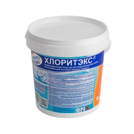 Химия для бассейна, МАРКОПУЛ КЕМИКЛС, ХЛОРИТЭКС 1 кг., Гранулированный, Хлорсодержащее дезинфицирующее средство, Белый, Ведерко