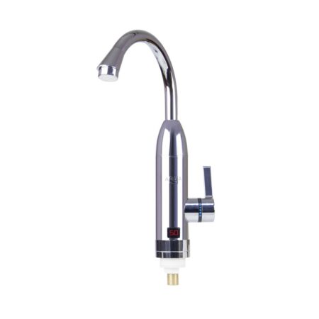 Бытовой кран с подогревом воды, AQUA, WH103W, 220В, Вертикальная установка. Температура нагрева до +60 С, Датчик температуры, Длина кабеля 1.5м, Серебристый