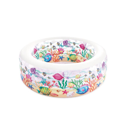 Детский надувной бассейн Fishy Fun 152 х 56 см, INTEX, 58480NP, Винил, 360л., 6+, Надувное дно, Белый, Цветная коробка