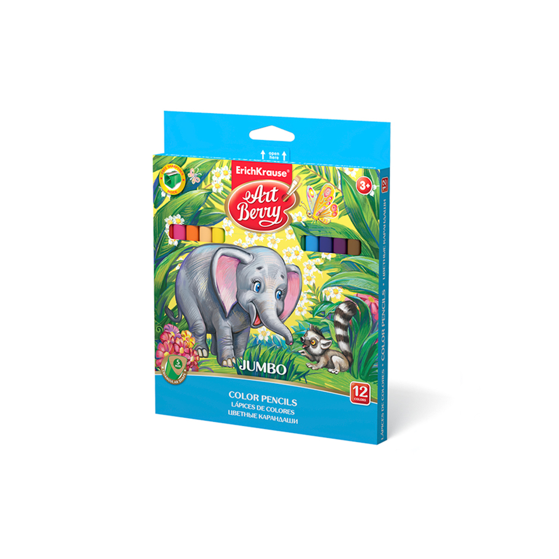 Цветные карандаши ArtBerry®, Jumbo, EK32474, 12 цветов.