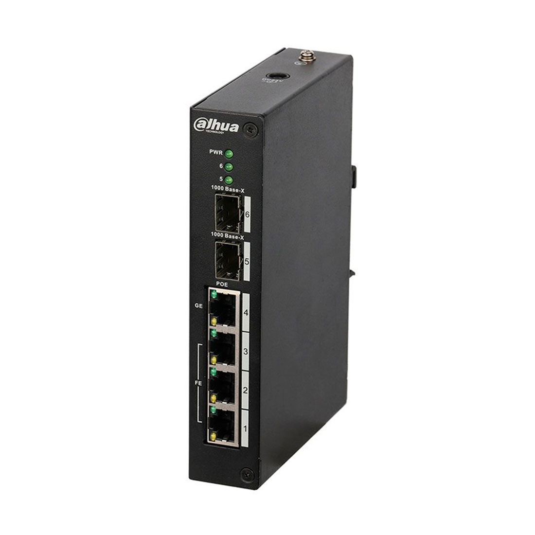 Коммутатор, Dahua, DH-PFS4206-4P-96, Индустриальный, 2 порта 1000 Base-X (SFP)/1 порт 10/100/1000 Base-T(Hi-PoE/PoE+/PoE)/3 порта 10/100 Base-T (PoE+/PoE), Управляемый, Корпус металл