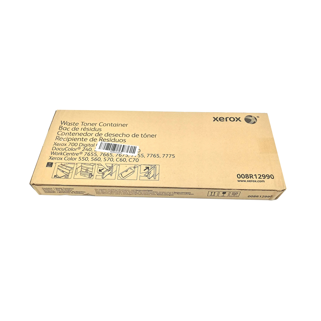Контейнер для отработанного тонера, Xerox, 008R12990, Для Xerox Color 550/560/570/C60/70, Color C75/J75, DC 240/250/242/252/260, Versant 2100, WC 7655/7665/7675/7755/7765/7775, PrimeLink C9060/C9070, 50 000 страниц (А4)