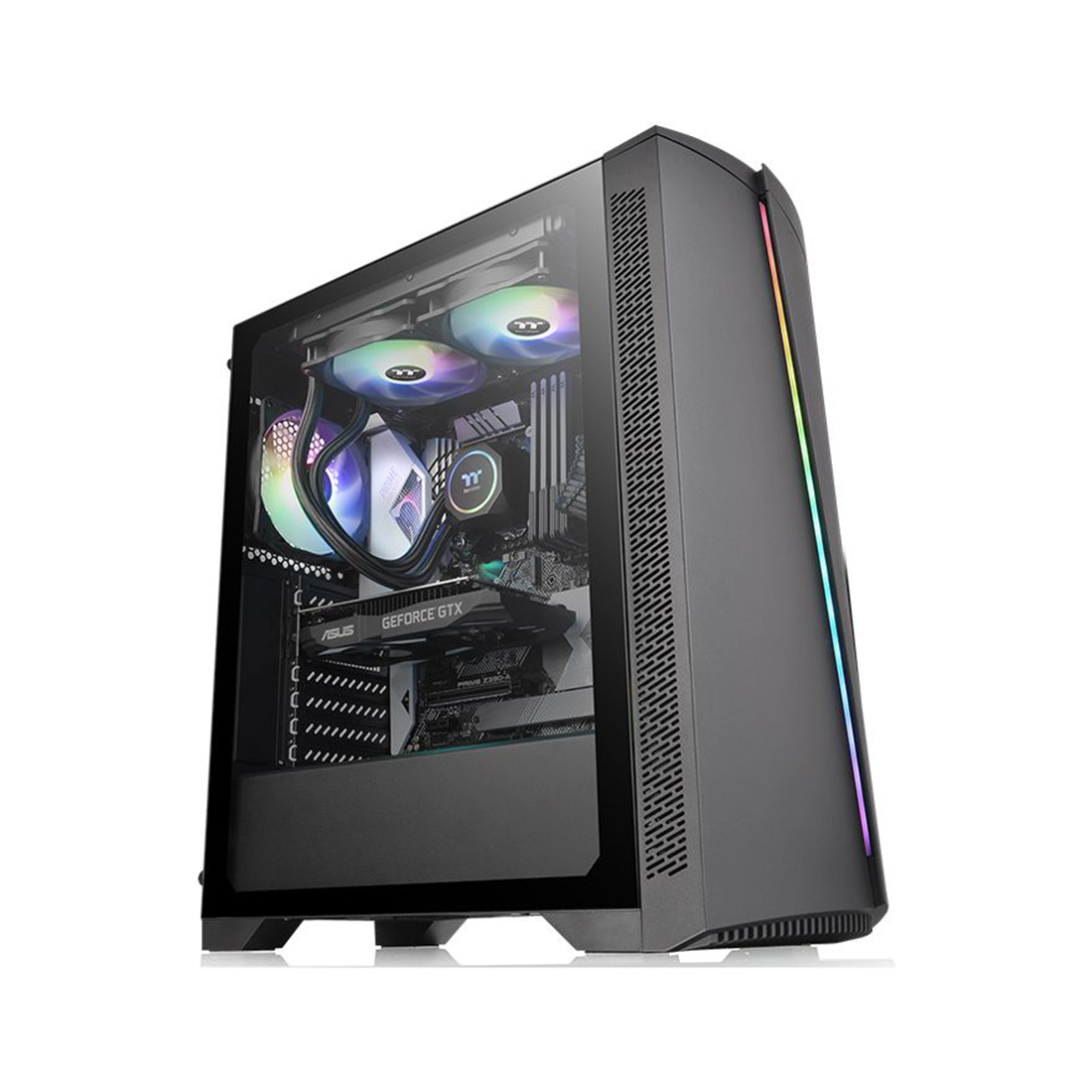 Компьютерный корпус, Thermaltake, H350 TG RGB, CA-1R9-00M1WN-00, Mid tower, ATX/M-ATX/Mini-ITX, USB 3.0*1/2.0*2, HD-Audio, 1*120 мм, Высота процессорного куллера до 150 мм, Длина VGA до 300 мм, 2*3.5"/2*2.5", 442*210*480 мм, Сталь, 4мм Закаленное стекло*1, 442*210*480мм, Без Б/П, Чёрный