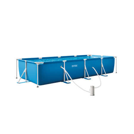 Каркасный бассейн Rectangular Frame 450 x 220 х 84 см, INTEX, 28274NP, Винил, 7127 л., Стальной каркас, Ф-насос 28604 (2006л/ч), Синий, Цветная коробка