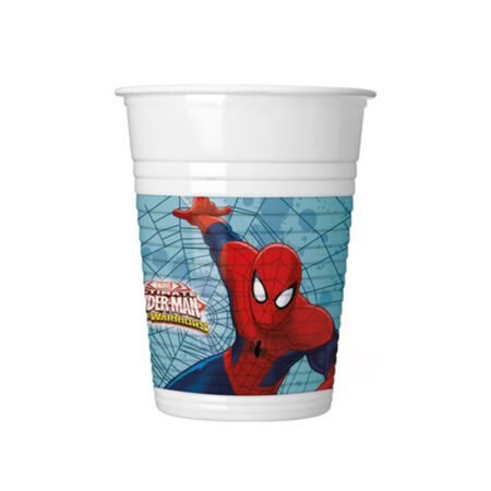 Стакан праздничный, ВЕСЁЛАЯ ЗАТЕЯ, 1502-4680, Spider-Man, Объем 200 мл., (8 шт. в пакете), Бумажный, Розовый, Пакет