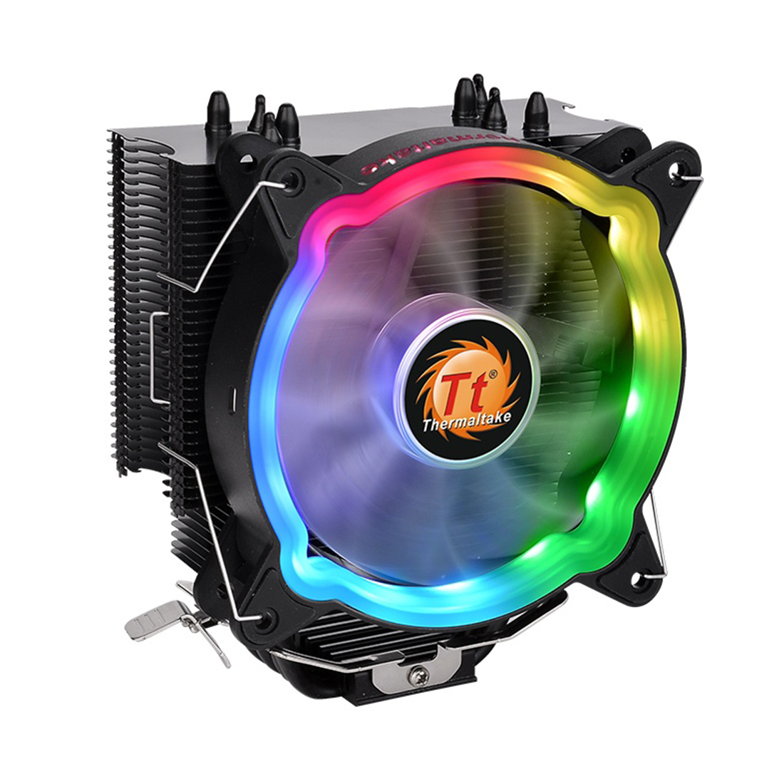 Кулер для процессора,Thermaltake, UX 200 ARGB Lighting CPU, CL-P065-AL12SW-A, Intel LGA 1200/1156/115x/775 и AMD AM4/FM2/FM1/AM3+/AM3/AM2+/AM2, TDP 130W, 120мм вентилятор, 300-1500 об/м, 43.34 CFM, 26,33 dB(A), 2pin/4pin, 120х120х25мм, Черный