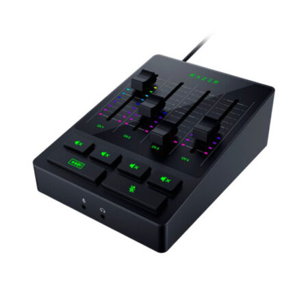 Микшерный пульт, Razer Audio Mixer, RZ19-03860100-R3M1, 10Гц - 20кГц, Преобразование А/Ц и Ц/А: 24бита при 48кГц, Динамический диапазон: > 110дБ, Соотношение «сигнал-шум»: > 100дБ, КНИ+шум: < –-90дБ, Взаимные помехи каналов: < –-90дБ, Аналоговый аудиомикшер, Чёрный