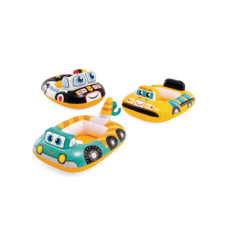Надувная лодочка Kiddie Floats 79 x 58 см, INTEX, 59586NP, Винил, 1-2 года, С отверстиями для ног, Кран/Автобус/Полицейская машина в ассортименте, Пакет