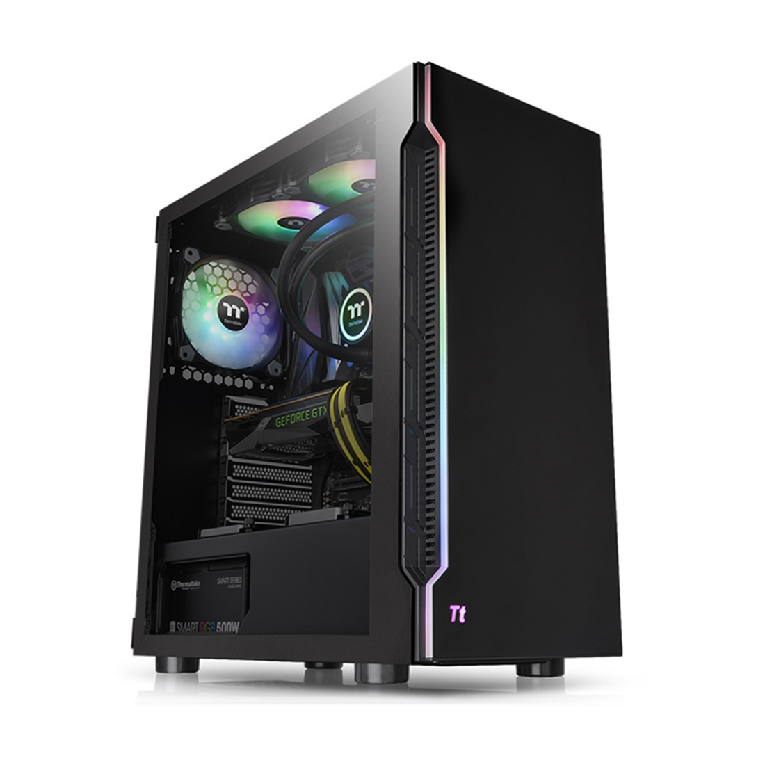 Компьютерный корпус, Thermaltake, H200 TG RGB, CA-1M3-00M1WN-00, Mid tower, ATX/Mini-ITX/M-ATX, USB 3.0*2, HD Audio, 1*120мм, Высота процессорного кулера до 180мм, Длина VGA до 320мм, 2*3.5" или 3*2.5", Сталь, 4мм Закаленное стекло*1, 454x210x416мм, Без Б/П, Черный