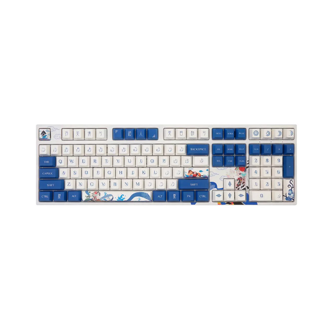 Клавиатура, Varmilo, Lovebirds-I VEA108, A26A002D3A0A06A003, Cherry MX Brown, 108 клавиш, Механическая, Подсветка - Белая, Hot-Swap - Нет, Проводная, Type-C, 505*215*65 мм, Англ/Рус, Голубой