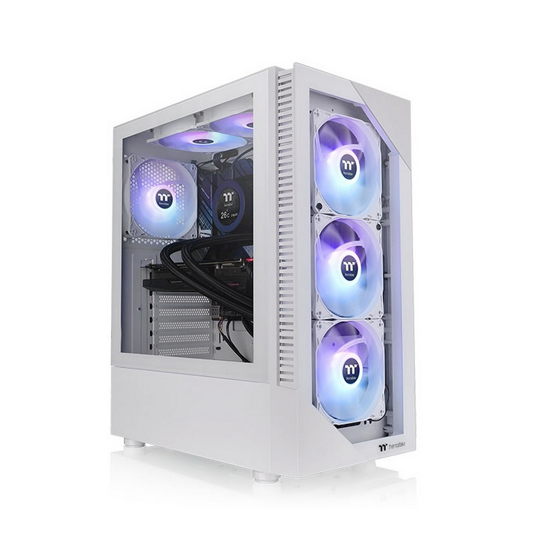 Компьютерный корпус, Thermaltake, View 200 TG ARGB, CA-1X3-00M6WN-00, Mid Tower, ATX/M-ATX/Mini ATX, USB3.0*2, HD-Audio, 3*120мм ARGB Lite fan, Высота кулерного процессора 166мм, Длина VGA до 300мм, 2*3,5"/3*2,5", Сталь, 3мм Закаленное стекло*1, Без Б/П, 460*210*395,3мм, Белый