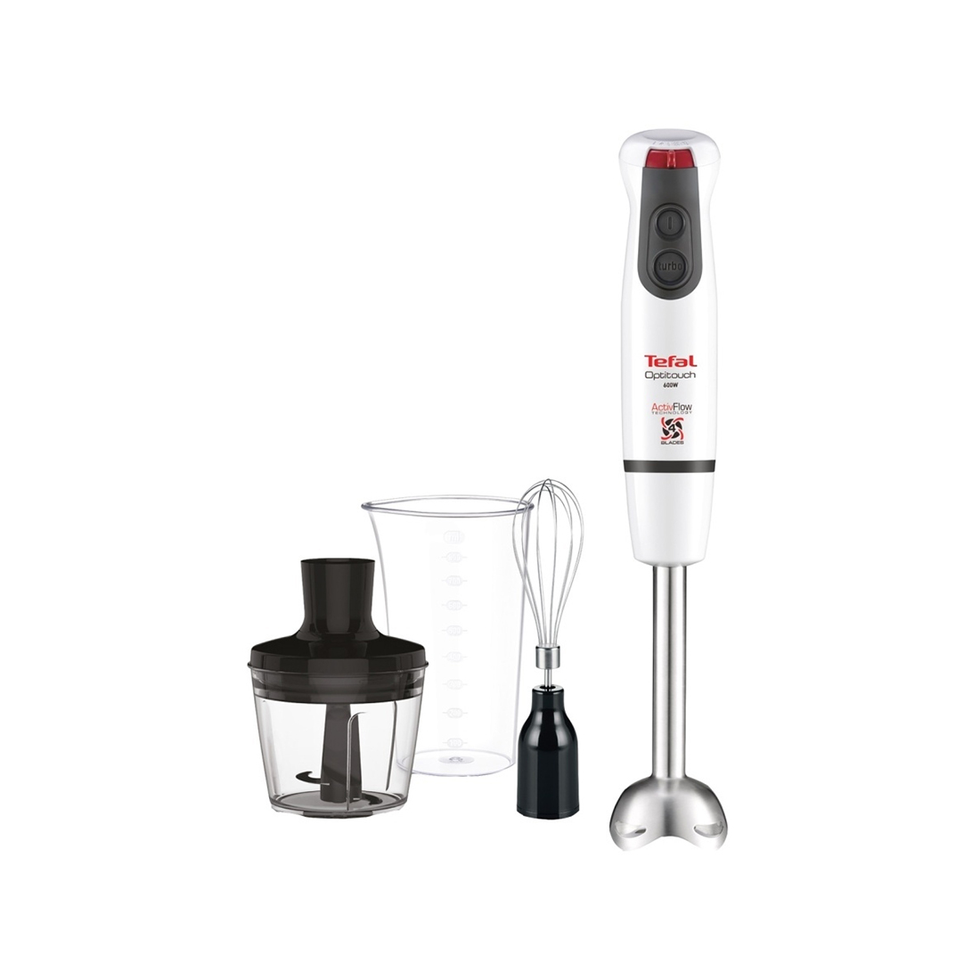 Погружной блендер, Tefal, HB833132, Мощность 600Вт, Объем чаши 0,5л, Количество скоростей 16, Белый
