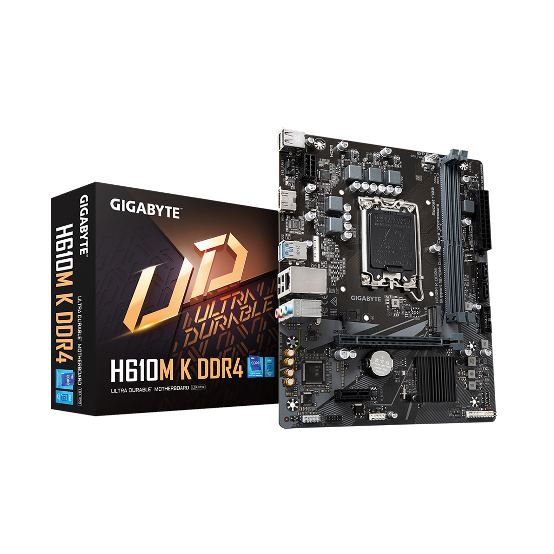 Материнская плата, Gigabyte, H610M K DDR4 (4719331851675), LGA1700, iH610, 2xDDR4 3200/2933/2666MHz, 2xSATA3, 1xM.2 (PCI-E 3.0x4/x2), 1xHDMI, 1xPCI-Ex16, 1xPCI-Ex1, mATX