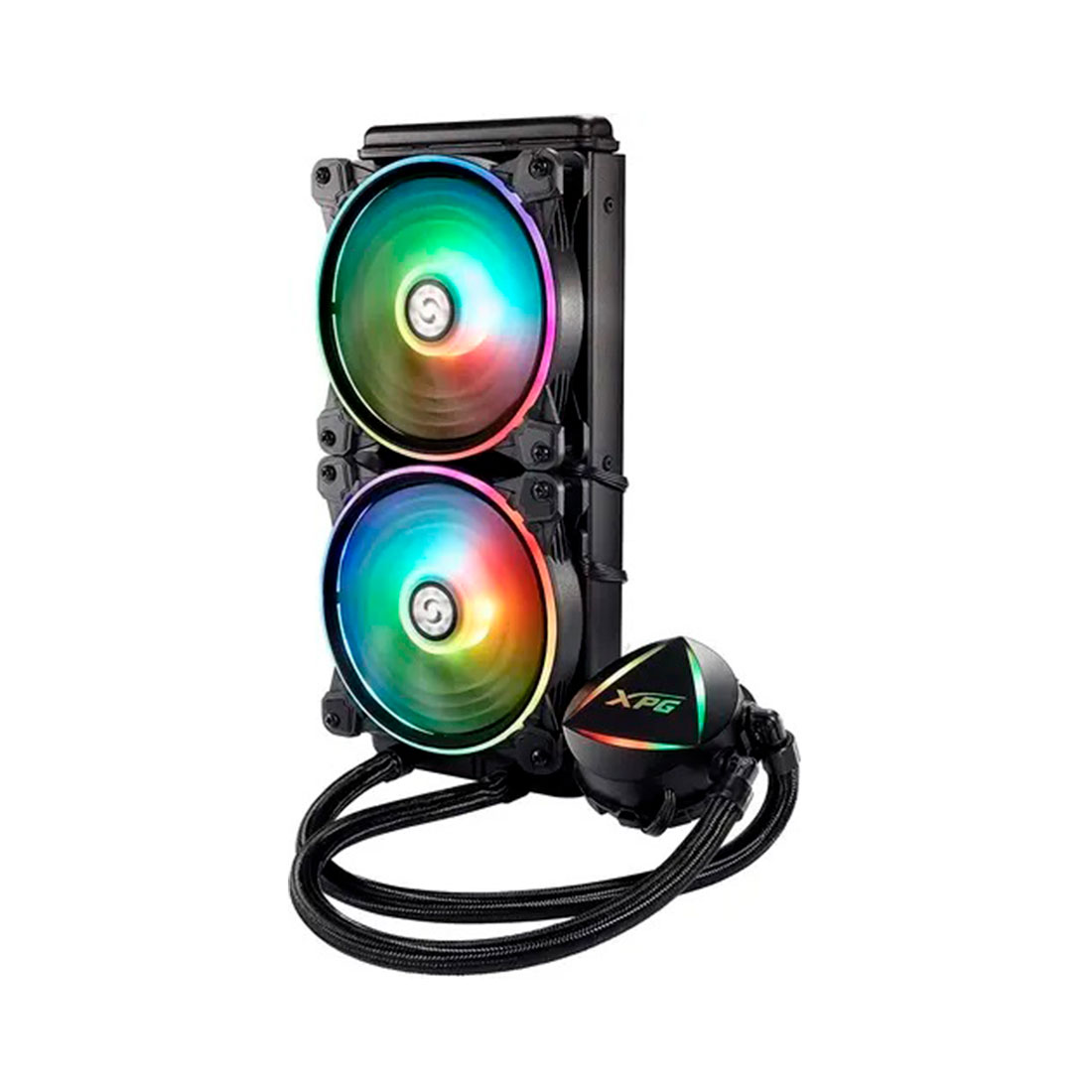 Кулер с водяным охлаждением, XPG, Levantex 240, LEVANTEX240-BKCWW, TDP 250W, Intel: LGA 1700, 1200, 115x и AMD: AM5, AM4, 2*120 ARGB, 600-2000 RPM ± 10%, 61.5 CFM, 18.17 dB(A), 4pin PWM, 272x121x27мм, Чёрный