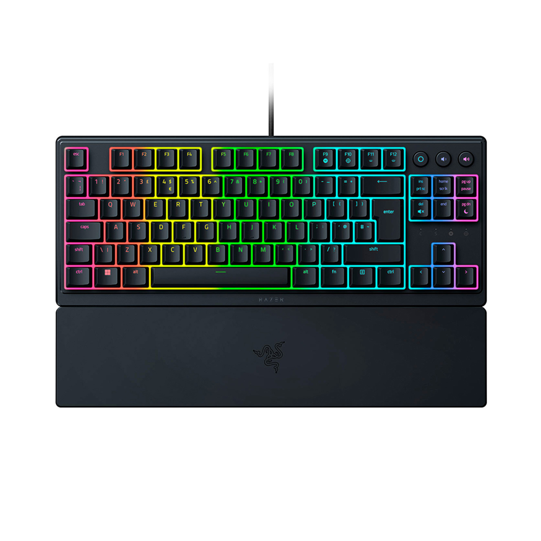 Клавиатура, Razer, Ornata V3 Tenkeyless - Russian Layout, RZ03-04881600-R3R1, Игровая, Комбинированные мембранные + механические, Программируемые клавиши, 10 Зон освещения Razer Chroma ™ RGB, Подставка для запястий, USB, Размер: 463*224*32.5 мм., Рус, Чёрный