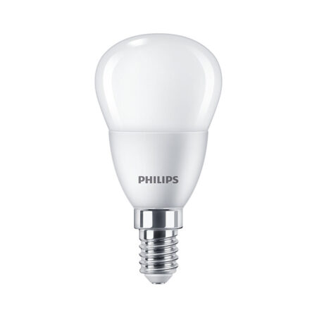 Лампа, Philips, LED Lustre 5W-500lm-E14-827P45NDFR, Ecohome, Мощность 5Вт, Световой поток 500Лм, Цоколь E14, Индекс цветопередачи 80CRI, Температура 2700К, Форма лампы P45, Матовая колба, Тёплый