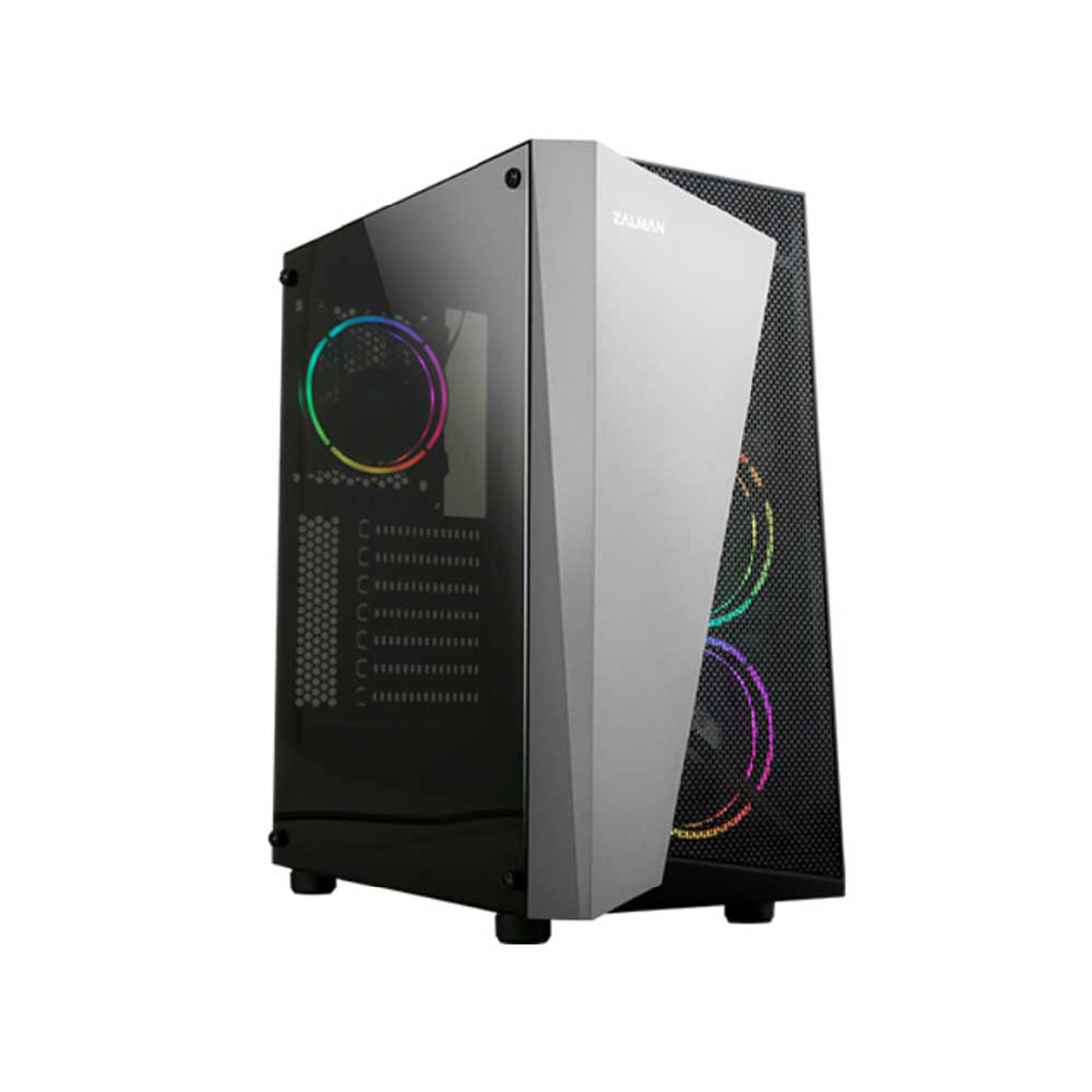 Компьютерный корпус, Zalman, S4 PLUS, Mid-Tower, ATX / mATX / Mini-ITX, USB 3.0*1/2.0*2, HD Audio/Mic, Кулер 3*12см RGB, Высота процессорного куллера до 160 мм, Длина VGA до 315мм, Количество отсеков 2*3.5"/1*2.5", 400*206*458 мм, Без Б/П, Чёрный