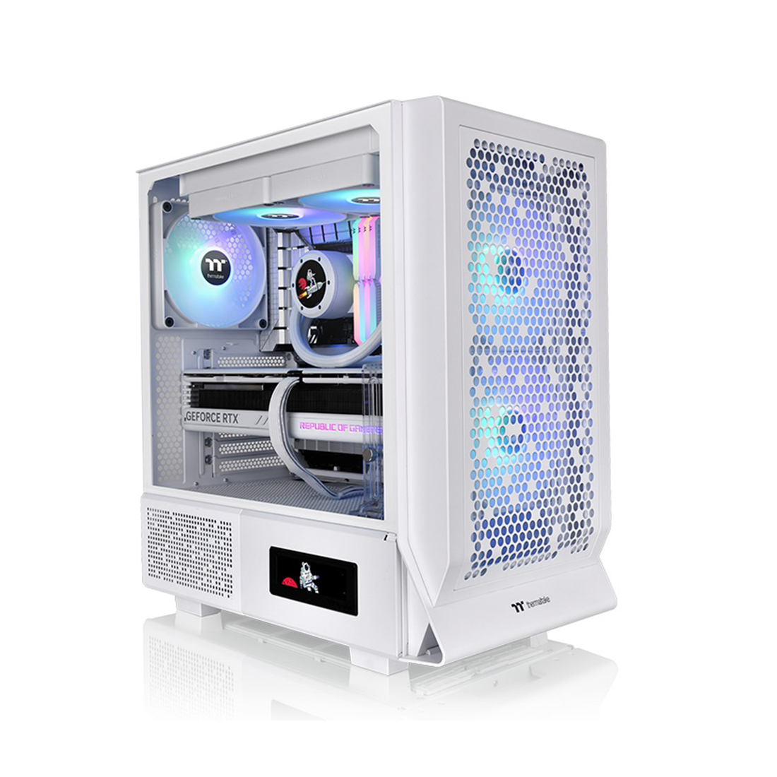 Компьютерный корпус, Thermaltake, Ceres 330 TG ARGB Snow, CA-1Y2-00M6WN-01, Mid-tower, Mini-ITX/M-ATX/ATX/E-ATX, USB 3.0*2, USB 3.2 (Gen 2) Type-C*1, HD Audio/Mic, 2*140мм CT140 ARGB white fan/1*140мм CT140 white fan, Высота процессорного куллера 185мм, Длина VGA до 370мм, 1*3,5"/3*2,5", Сталь, 4мм Закаленное стекло, 475*245*463 мм, Без Б/П, Белый