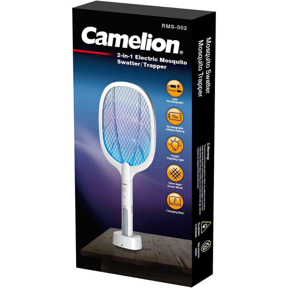 Электрическая мухобойка, CAMELION, RMS-002-CB, Lithium Battery, 5V/1A, 1200 mAh, белый
