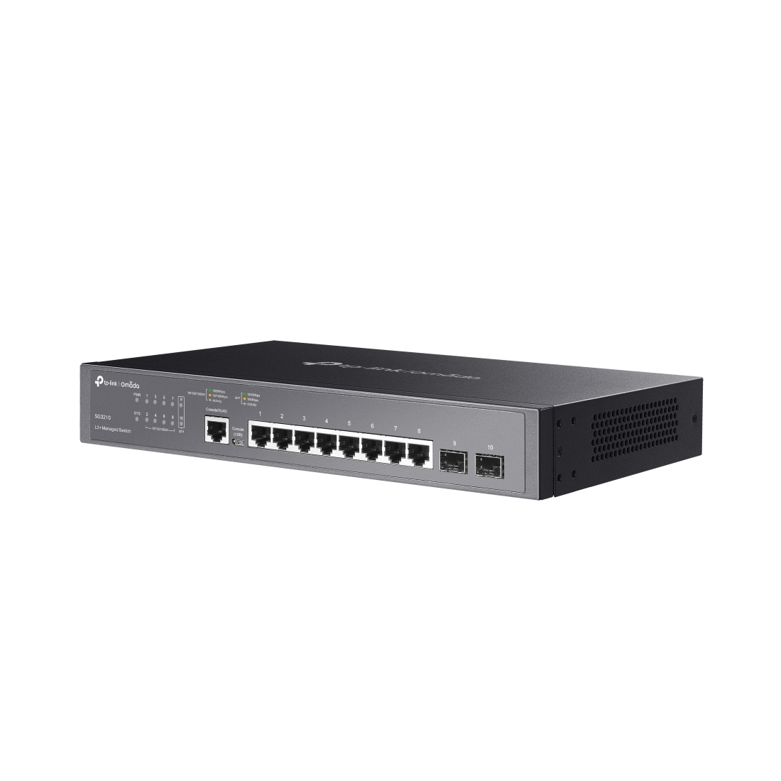 Коммутатор, TP-Link, SG3210, JetStream 8 гигабитных портов RJ45 и 2 гигабитных SFPслота, L2+, стоечный 1U