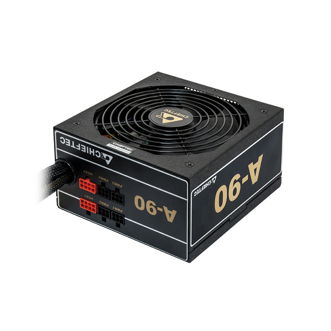 Блок питания, Chieftec, A-90 GDP-550C, 550W, ATX, APFC, Gold, Semi Modular, 20+4pin, 4+4pin, 6*Sata, 3*Molex, 2*PCIe 6+2-pin, Вентилятор 14см, Черный