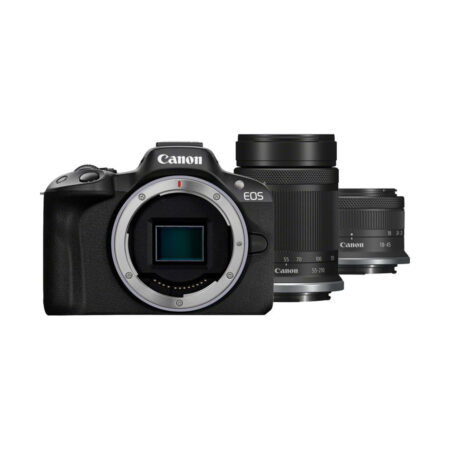 Цифровой фотоаппарат, CANON, EOS R50, + RF-S 18-45 mm IS STM, + RF-S 55-210 mm IS STM, Black, 5811C034