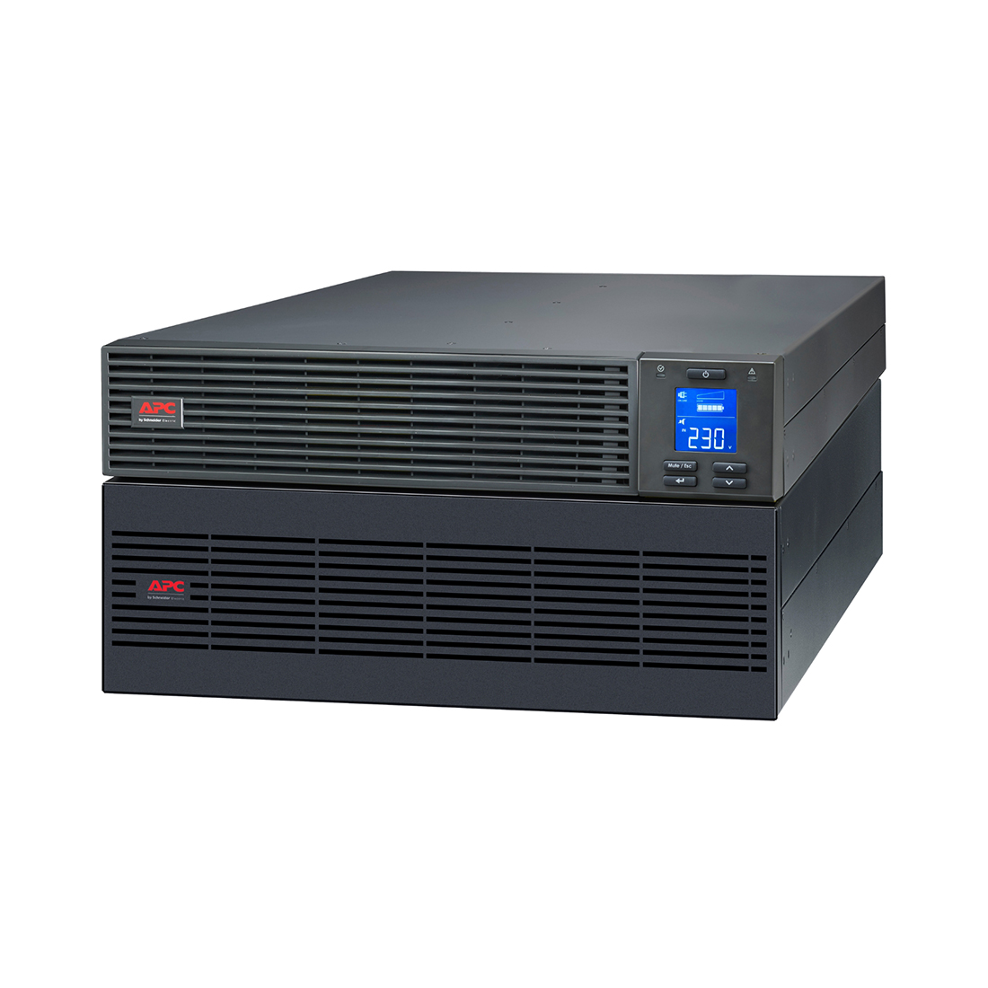 Источник бесперебойного питания, APC, Easy UPS SRV10KRILRK, Комплект: SRVPM10KRIL-1шт, SRVRK1-1шт, SRV240RLBP9A-1шт, SRVRK2-1шт, Онлайн, Мощность 10000ВА/10000Вт, Стоечный 5U, 230В, Вых: клеммная колодка, Intelligent Card Slot, LCD, Extended Runtime, W/ Rail Kit, Чёрный