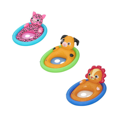 Надувная лодочка Lil' Animal 76 х 55 см, BESTWAY, 34180, Винил, 1-2 года, Издает звуки, С отверстиями для ног, Львенок/Лепардик/Песик в ассортименте, Пакет
