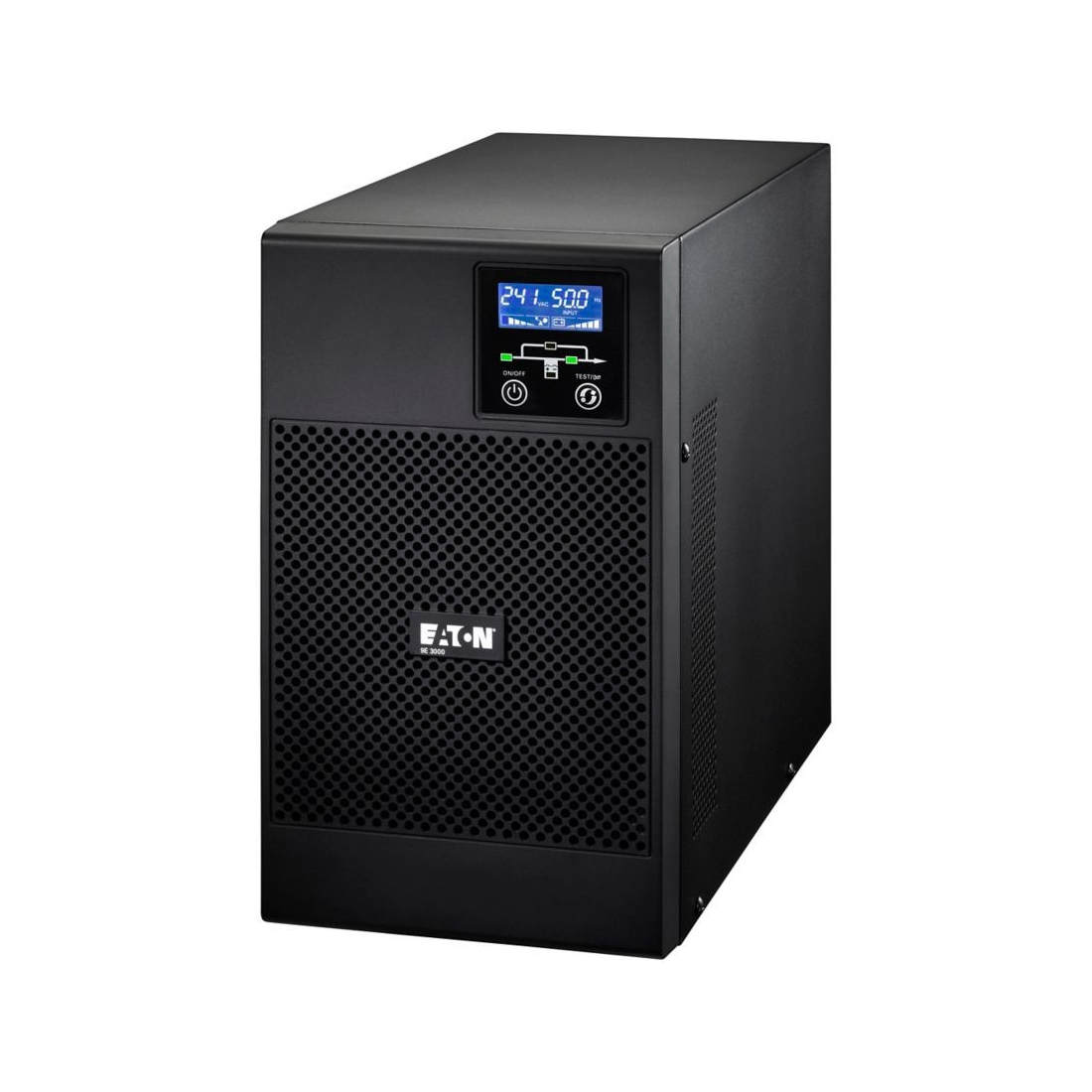 Источник бесперебойного питания, Eaton, 9E3000I, Онлайн, Напольный, Мощность 3000ВА/2400Вт, Диапазон работы AVR: 176-300В (с возможностью регулировки до 100-300В), Бат.: 12В/9 Ач*6шт., Чистая синусоида, 7 вых.: 6 IEC C13 (10А) и 1 IEC C19 (16А), Smart, USB-B, RS232, SNMP слот, LCD, ABM, Цвет Чёрный