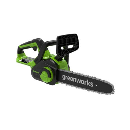 Цепная пила аккумуляторная, Greenworks, G24CS25K4(2007707UBRU), 24V, Длина шины 25см, С АКБ 4Ач и ЗУ, Емкость аккумулятора 4 А*ч, Щёточный двигатель, 40 звеньев, Макс. скорость движения цепи 4.2 м/c, Автоматическая смазка цепи, Объём масляного бака 200 мл, Фиксатор выключателя, Чёрный/зелёный