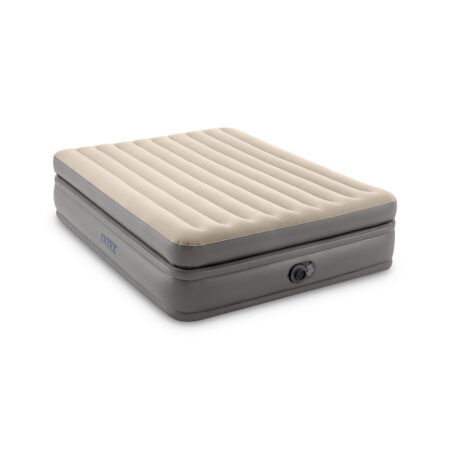 Матрас-кровать надувная Prime Comfort Elevated (Queen) 203 х 152 х 51 см, INTEX, 64164ND, Винил, Флокированый верх, Встроенные эл. насос и подушка, Сумка для хранения и переноски в комплекте, Серая, Цветная коробка
