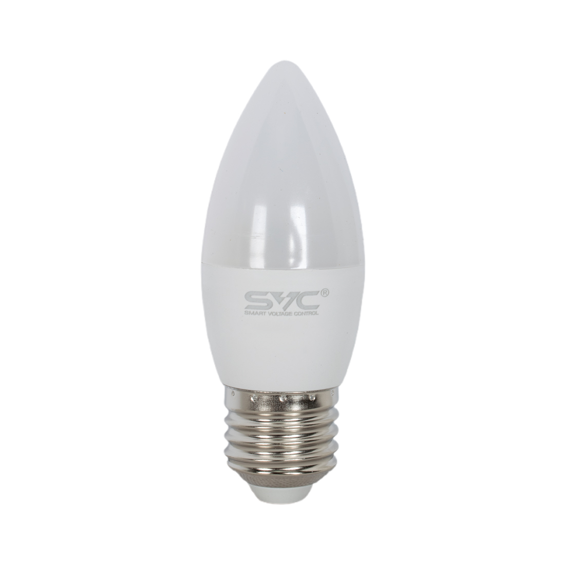 Лампа светодиодная, SVC, LED C35-9W-E27-4000K, Свеча, Мощность 9Вт, Тип колбы C35, Цвет. температура 4000K, Цоколь E27, Нейтральный