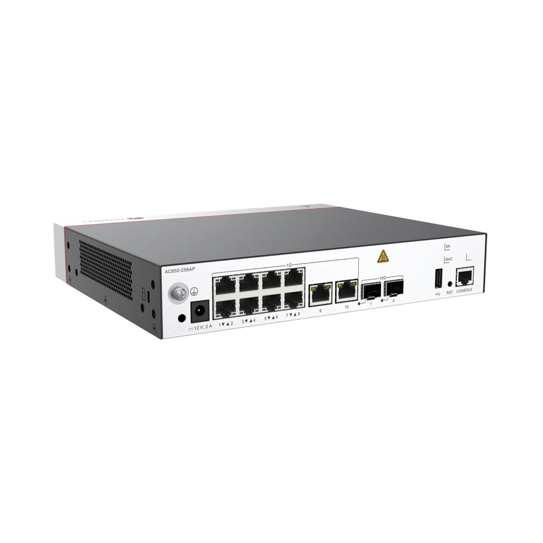 Контроллер точек доступа, Huawei, AC650-256AP, Поддержка до 256 точек доступа, консольный порт RJ-45, порт USB 2.0 Type A, 10 портов 10/100/1000M RJ-45, 2 порта SFP+, FLASH 1GB