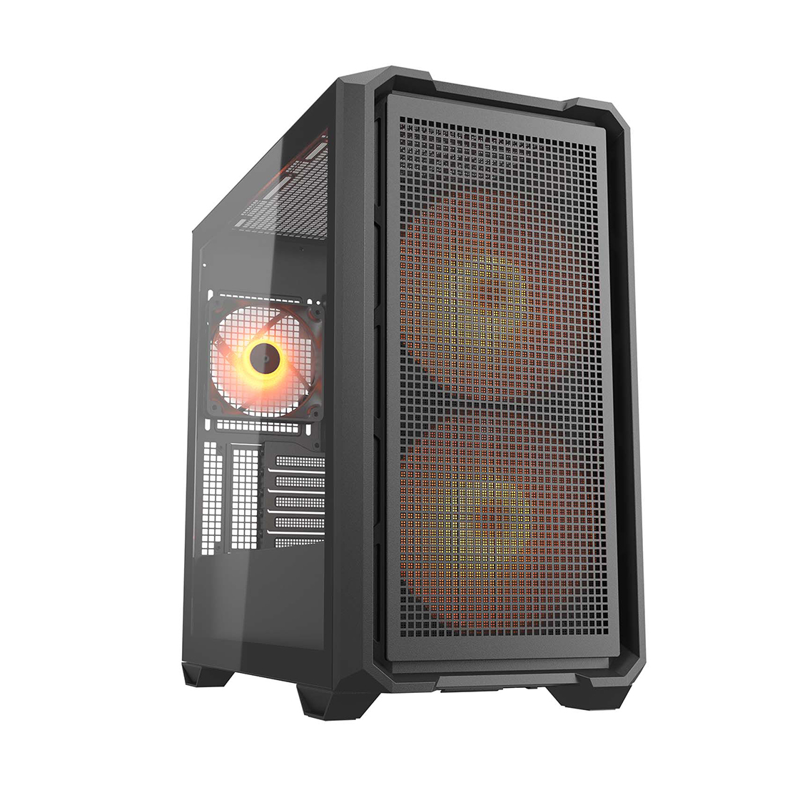 Компьютерный корпус, Cougar, MX600 Mini RGB, Micro ATX/Mini ITX, USB 1*Type C/2*3.0, 4 Pole Headset Audio Jack & RGB Button, Кулер 2*16см ARGB/1*12см ARGB, Высота процессорного кулера до 175 мм, Длина VGA до 380мм, 2*3.5"/2+1*2.5", Толщина 0,6мм, 445x232x456мм, Без Б/П, Чёрный