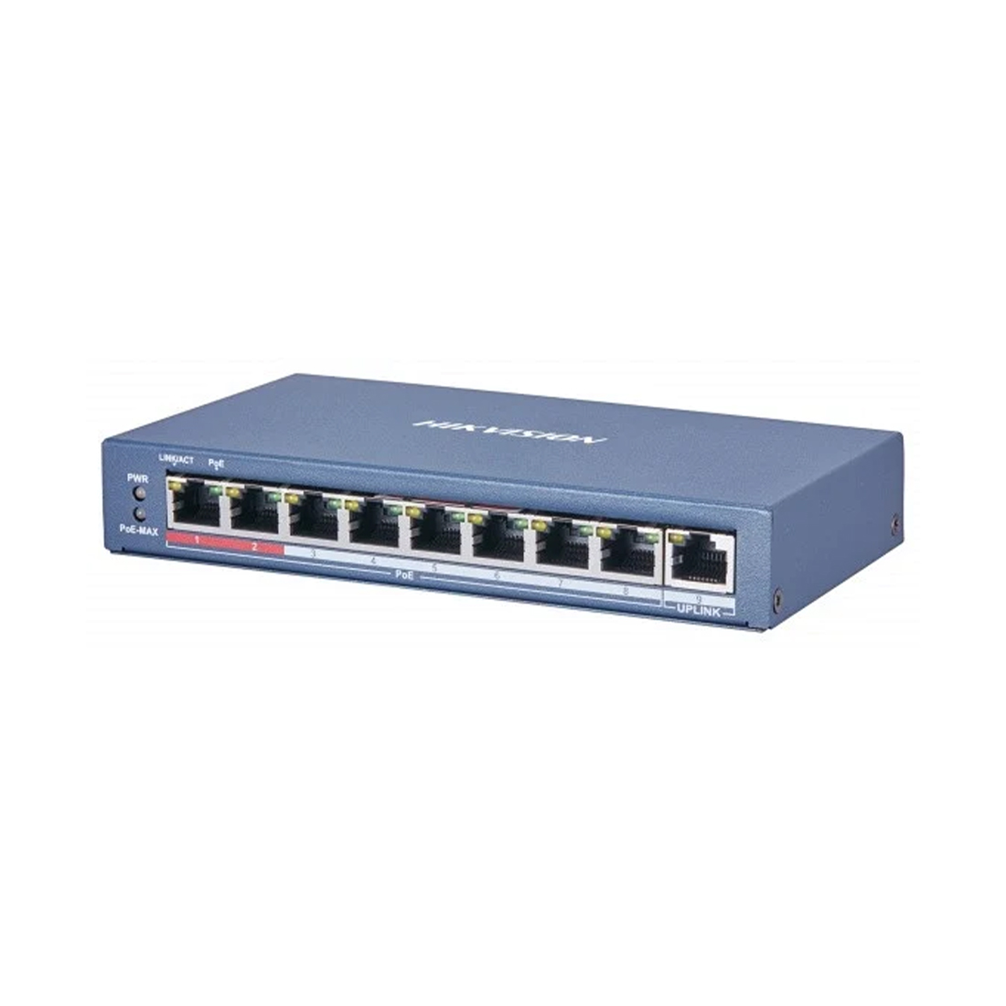 Коммутатор, Hikvision, DS-3E0109P-E(C), Неуправляемый, 8 x 10/100 Mbps, РоЕ 802.3af/at 115W, 1 x 10/100 Mbps , Настольный, Long Range Ports 1 to 4: up to 300 m.