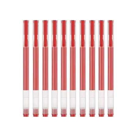 Шариковая ручка, Xiaomi, High-capacity Gel Pen (10-pack), Большой емкости (10 штук в упаковке), MJZXB02WCHW / BHR8863GL, Цвет чернил красный