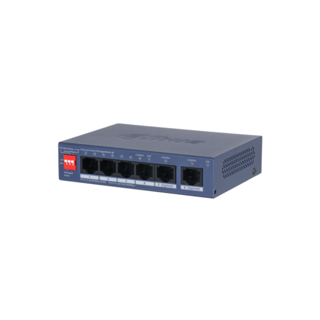 Коммутатор, Dahua, DH-CS4006-4ET2GT-36, Управляемый, 4 порта 10/100M (PoE 802.3af/at,36W), 2 порта 10/100/1000M