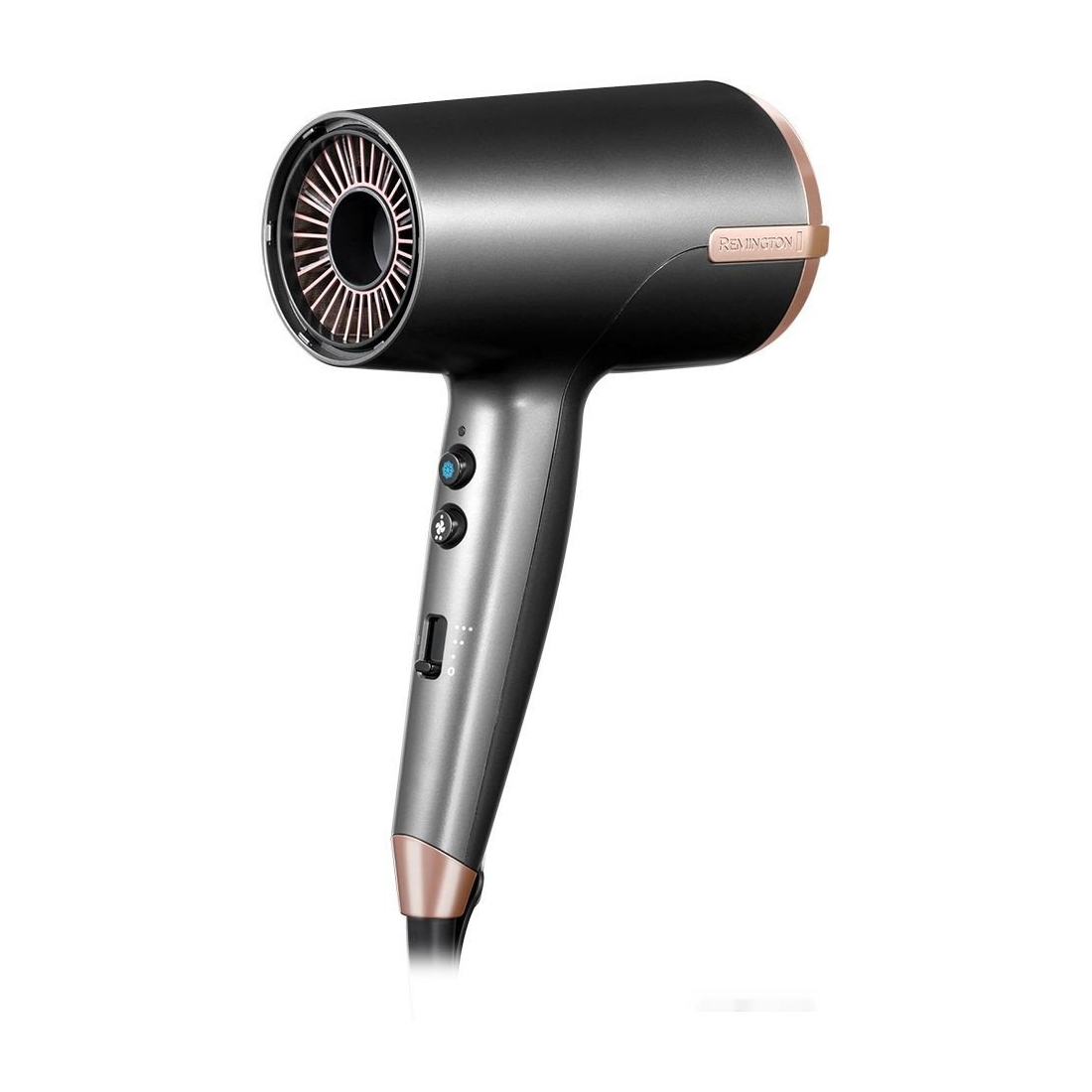 Фен, Remington, D6077, Мотор DC, Тип управления механическое, Материал корпуса пластик, Мощность 2000 Вт, Количество скоростей 8, Количество температурных режимов 8, Количество насадок 4, Цвет серый