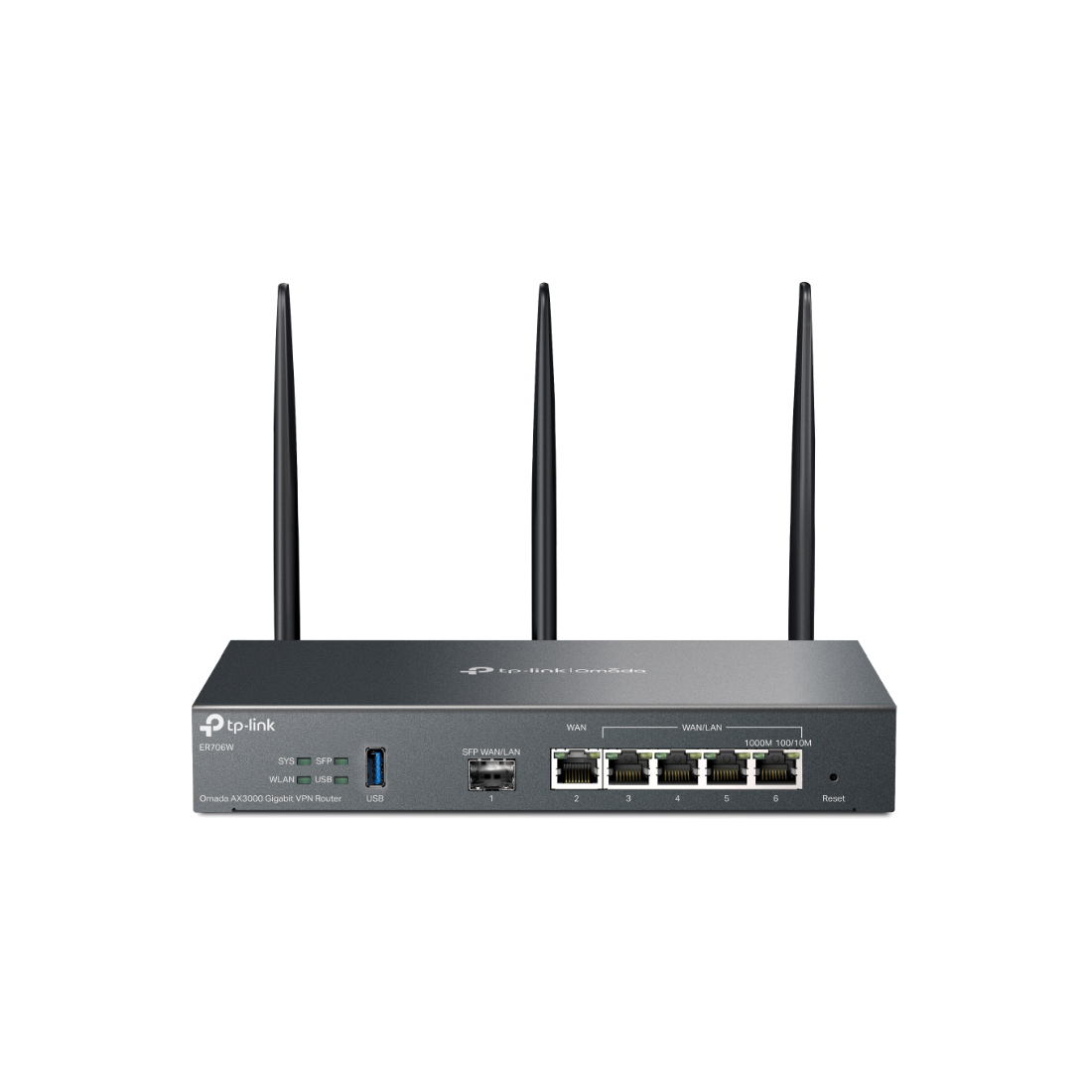 Маршрутизатор VPN, TP-Link, ER706W, 1 гигабитный SFP-порт WAN/LAN, 1 гигабитный WAN-порт, 4 гигабитных LAN/WAN-порта, 1 порт USB 3.0 (поддерживает USB LTE-модем и USB-накопители), AX3000 WiFi 6, Адаптер питания 12 В постоянного тока / 2 А