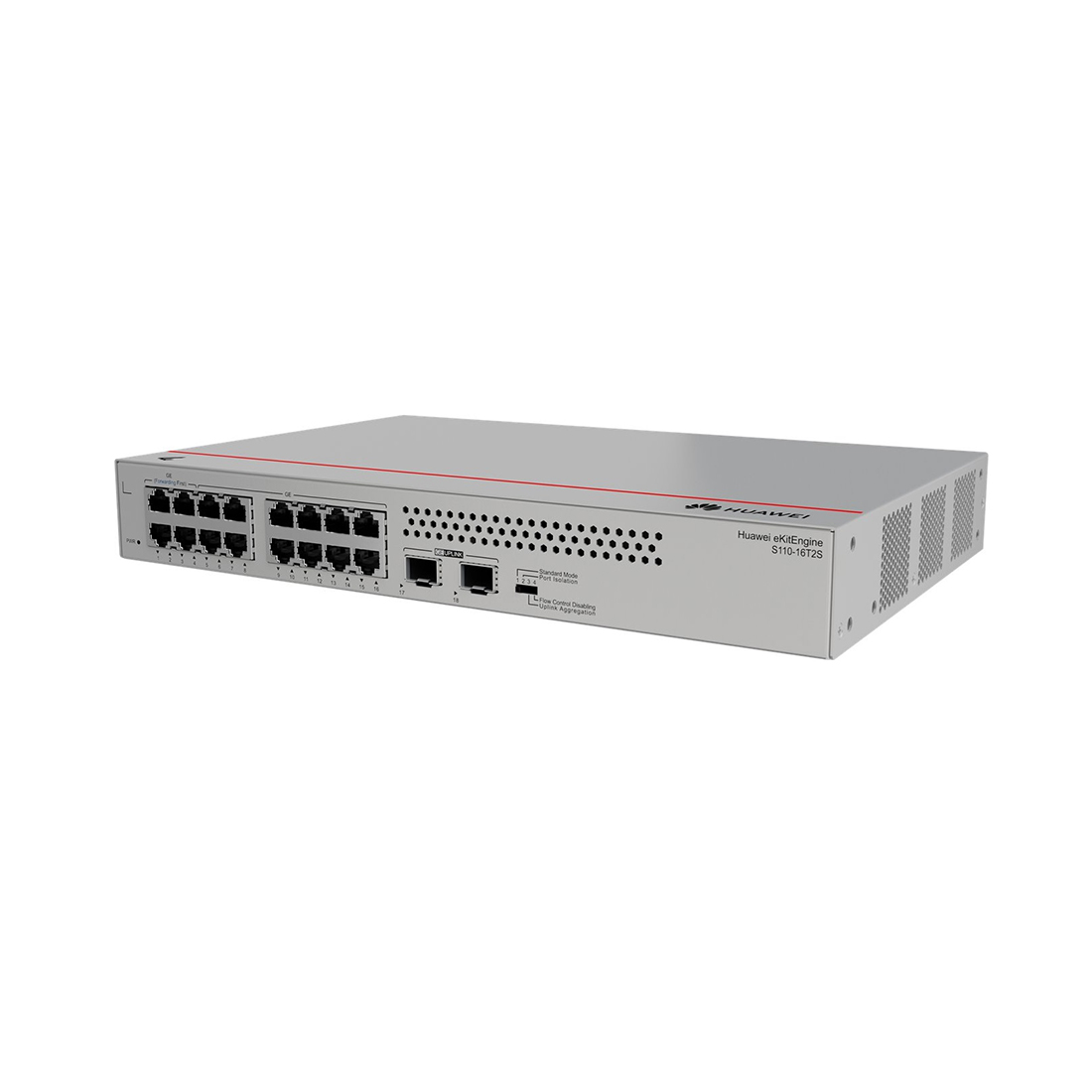 Коммутатор, Huawei, S110-16T2S, Неуправляемый, 16 портов 10/100/1000BASE-T, 2*GE SFP, стоечный