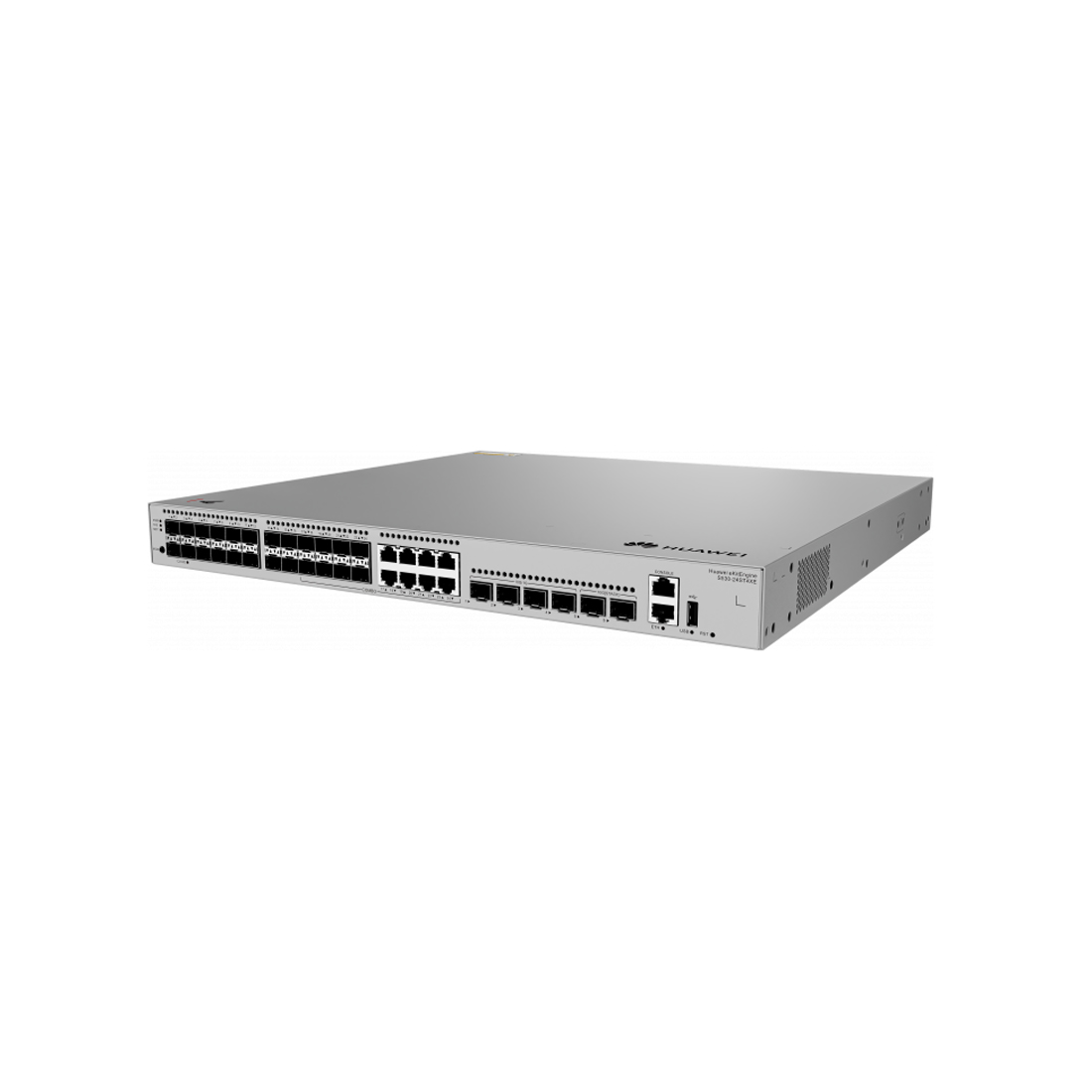 Коммутатор, Huawei, S530-24ST4XE, управляемый L3, 24*GE SFP (8 combo), 4*10GE SFP+, 2*10GE stack, маршрутизация VLAN, OSPF/RIP, VLAN, QoS, SNMP, 1U Rack, металл