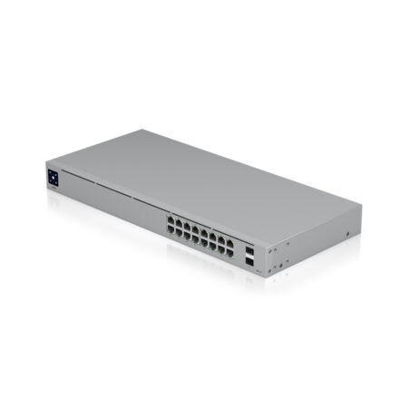 Коммутатор, Ubiquiti, USW-16-POE, Unifi Switch, Управляемый L2, 8 портов 10/100/1000 Mbps RJ45 PoE, 802.3af/at, бюджет 42W, 8 портов 10/100/1000 Мбит/с RJ45, 2 порта SFP, Стоечный