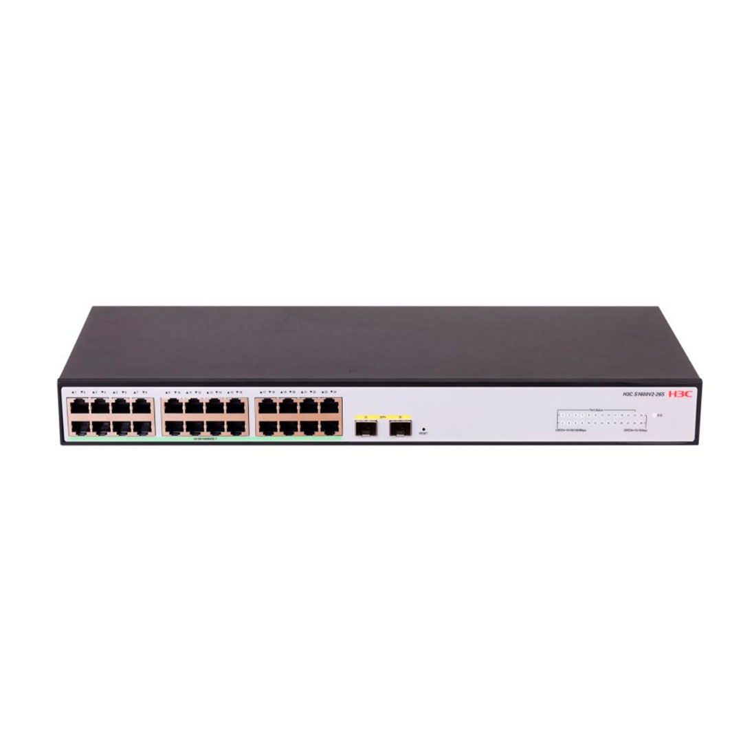 Коммутатор, H3C, LS-1600V2-26S-GL, управляемый L2, 24*10/100/1000BASE-T RJ45 , 2*1G/10G SFP+