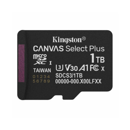Карта памяти, Kingston, SDCS3/1TBSP, MicroSDXC 1TB, Canvas Select Plus, A1, U3, V30, без адаптера SD