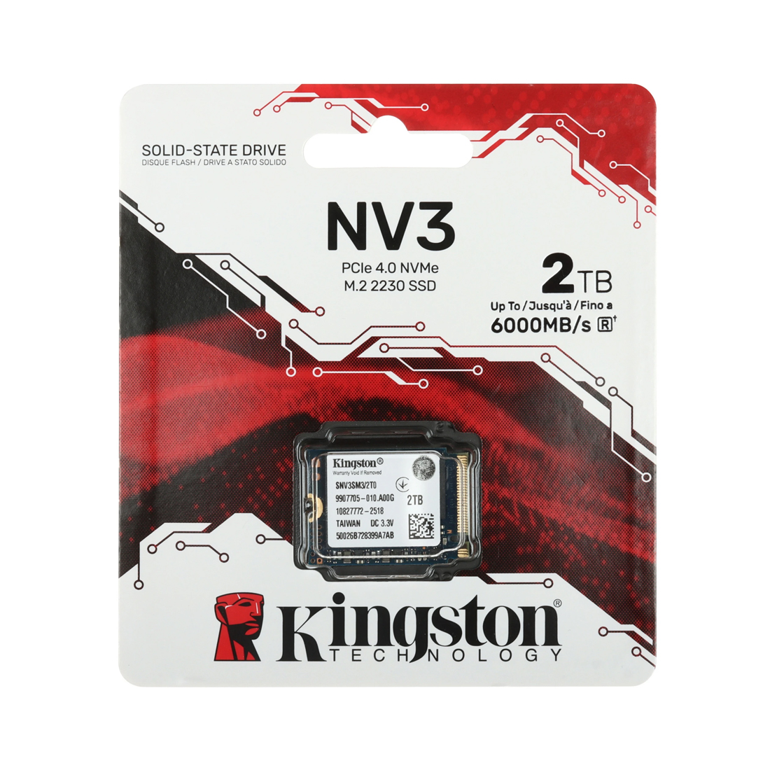 Твердотельный накопитель SSD, Kingston, SNV3SM3/2T0, 2TB, Mini M.2 2230 PCIe Gen4 x4, 6000/5000 Мб/с